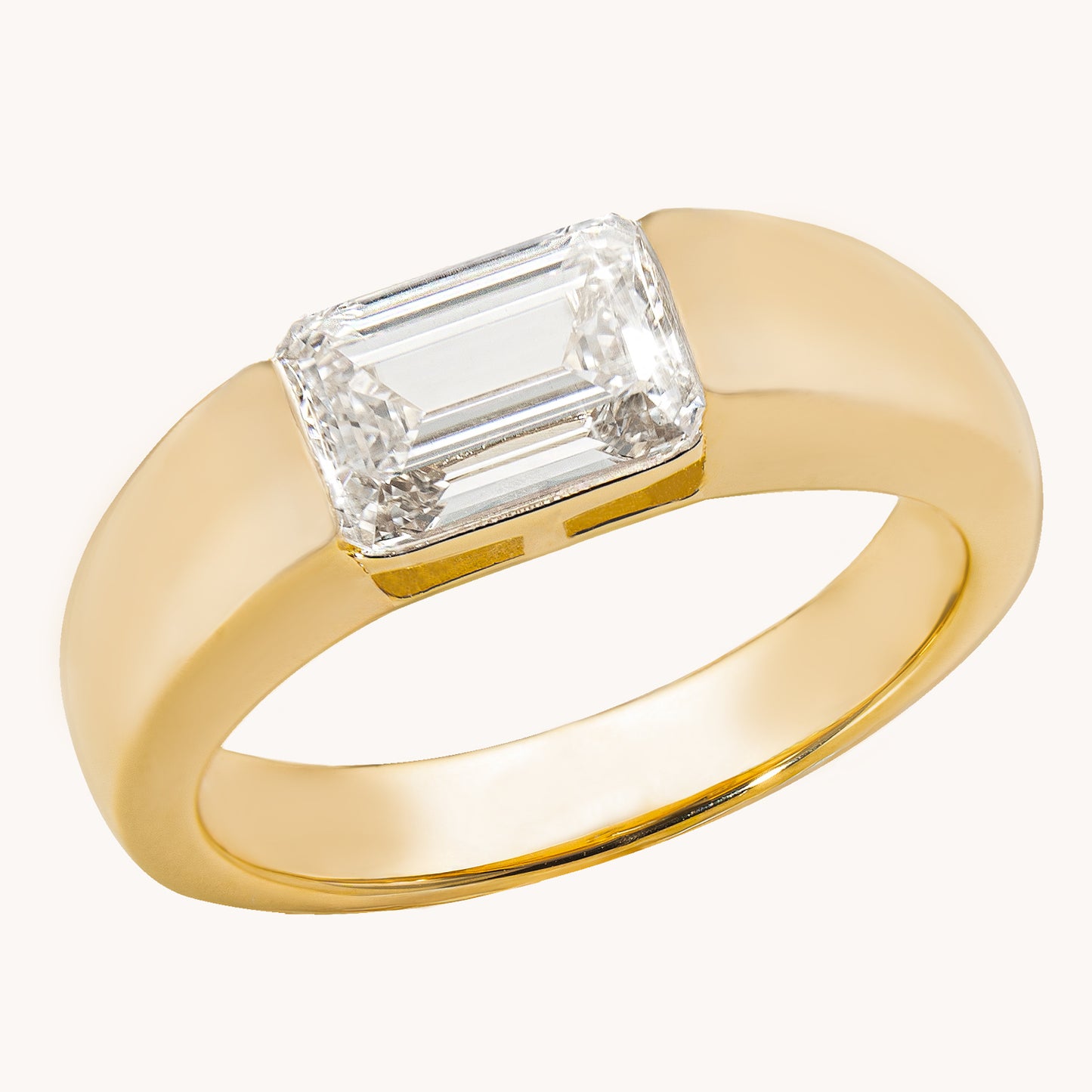 Lab Grown Diamanten Ring mit Smaragd-Schliff und 2,0 ct in Halbzargenfassung