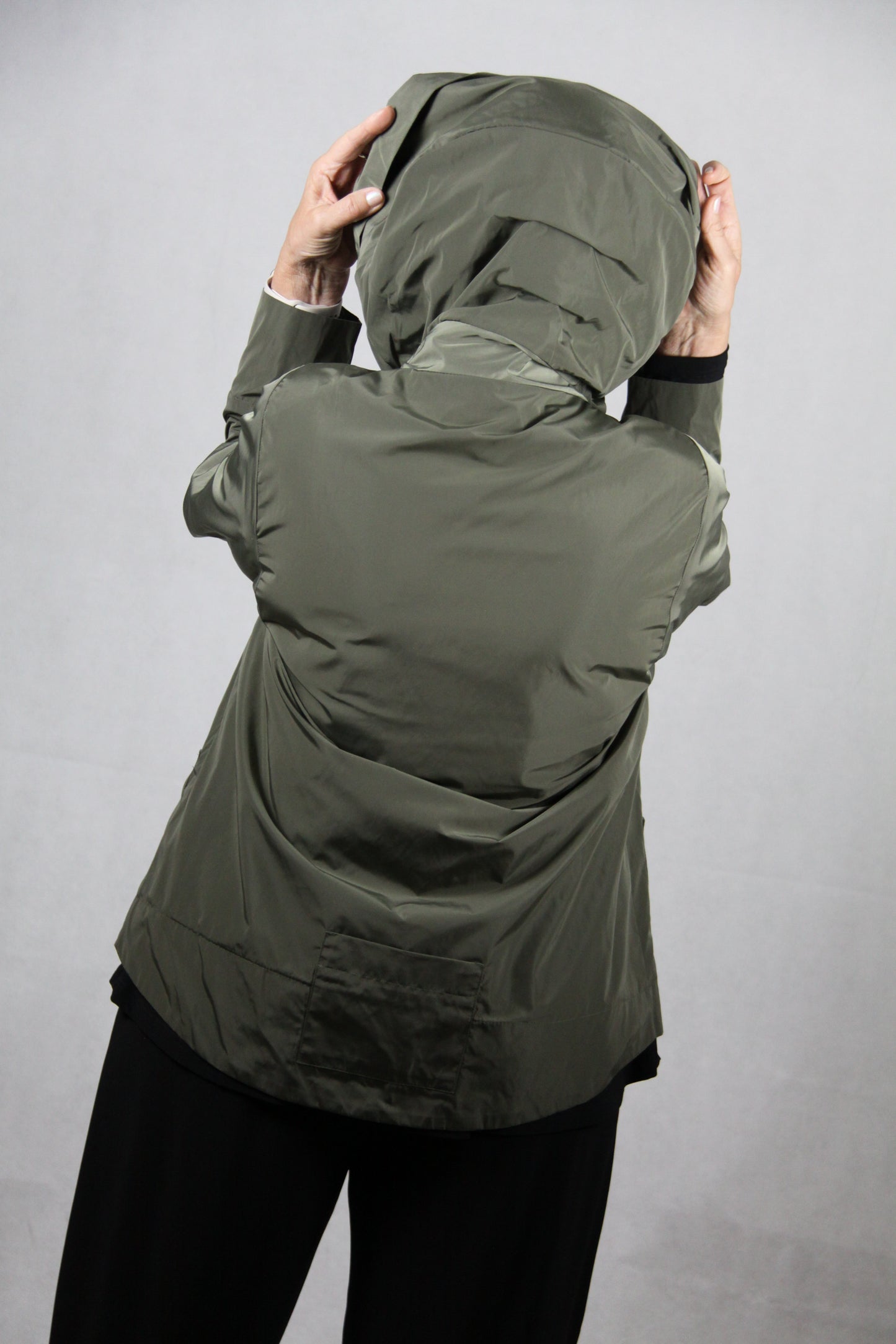 Hopsack Boutique Jacke in Khaki mit Kapuzenkraen