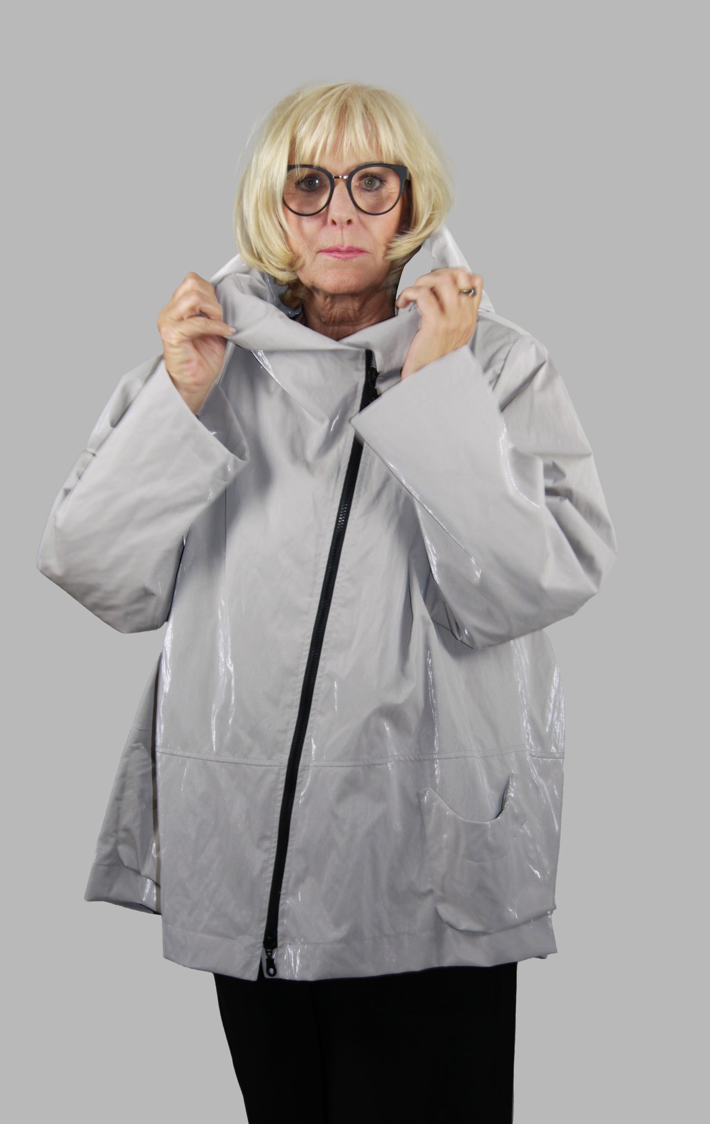 Hopsack Jacke in Medium mit Kieselfarbe