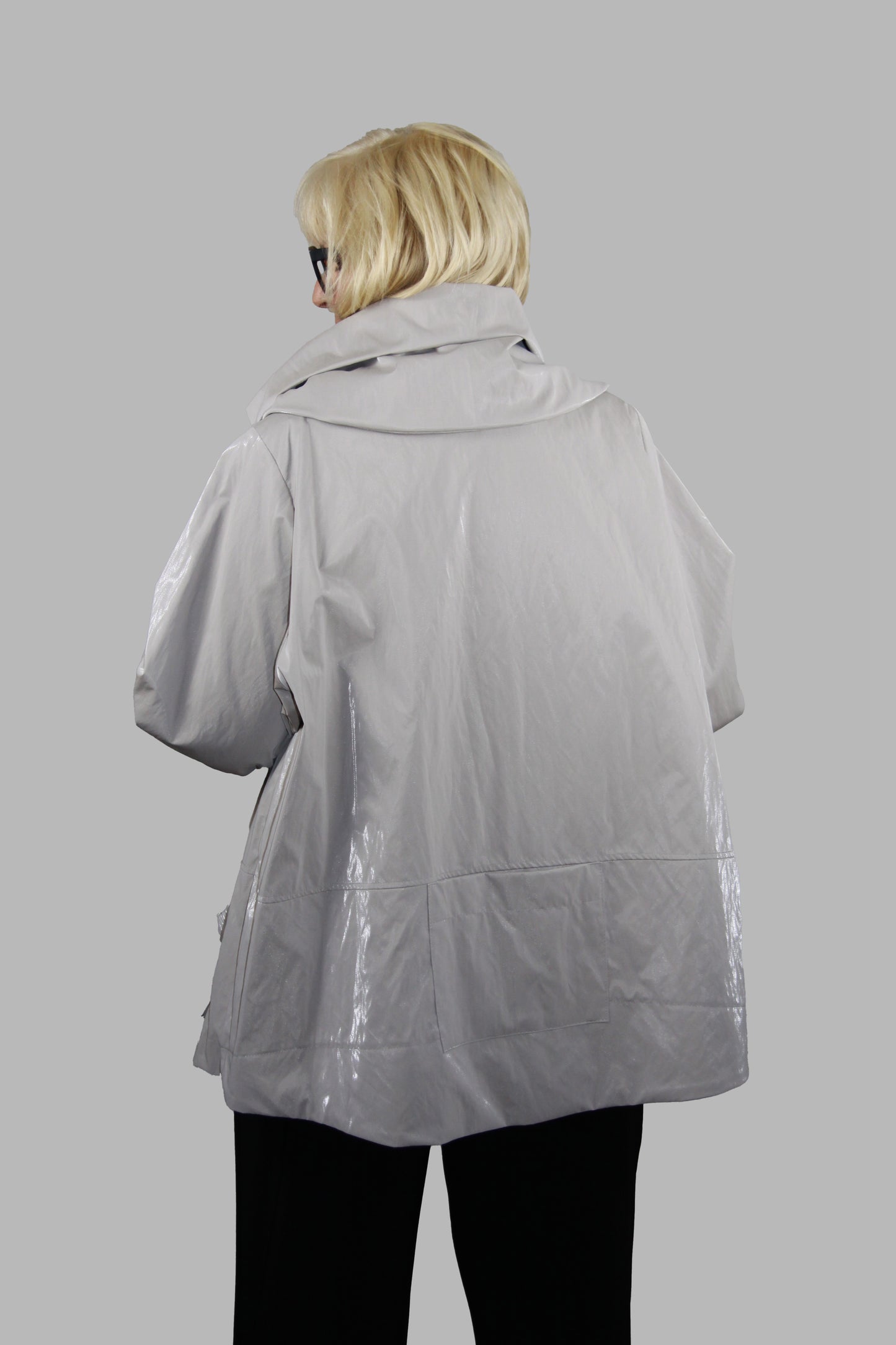 Hopsackjacke Medium in Kieselfarbe und Kragen