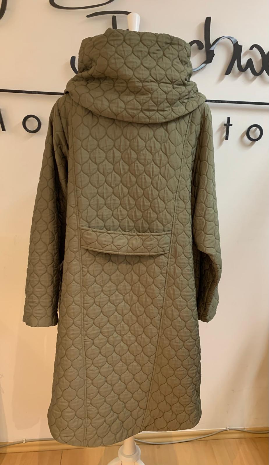 Hopsack Kurzmantel mit großer Kapuze und Rückenriegel