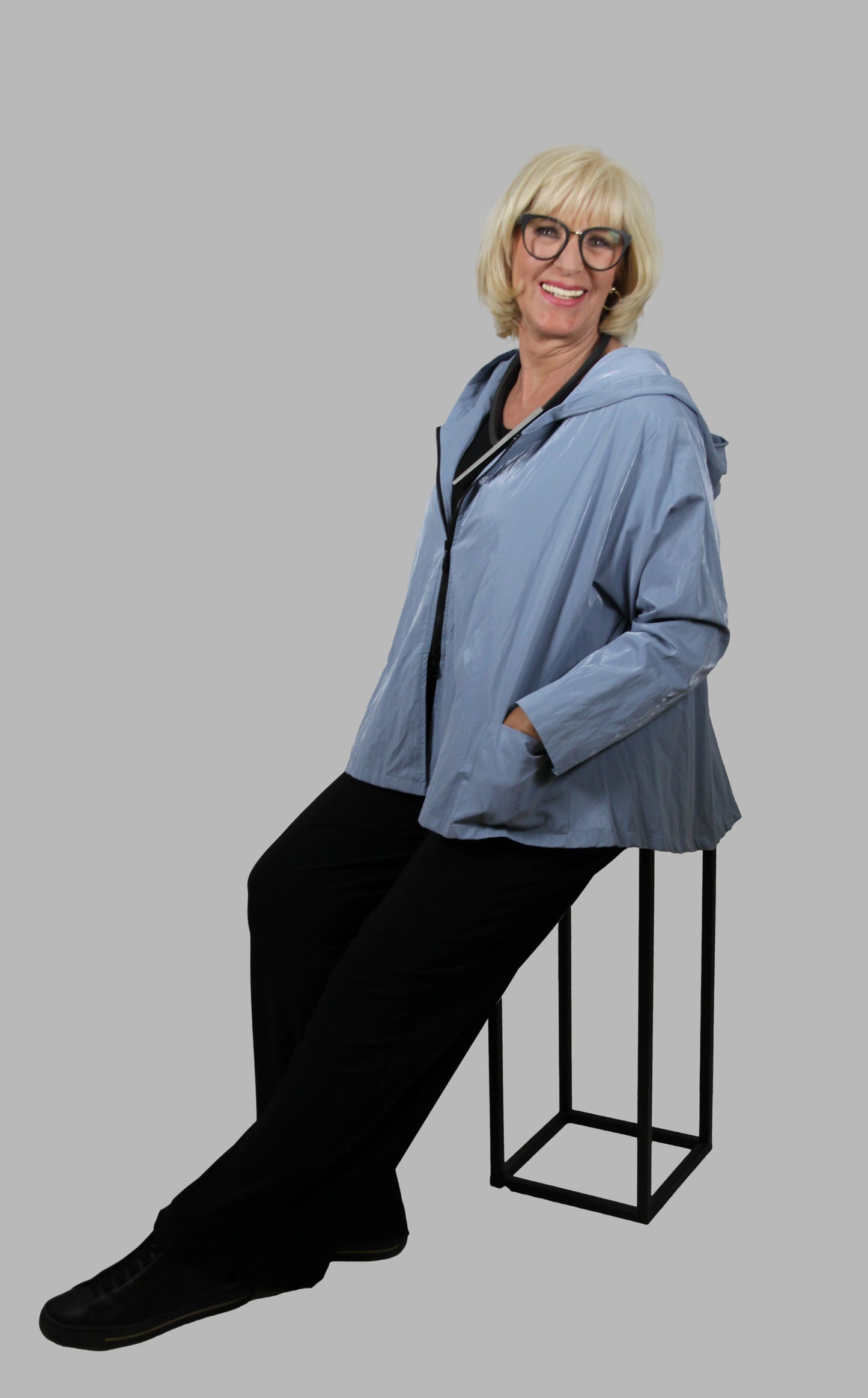Hopsack Jacke mit Kellerfalte in Royalblau