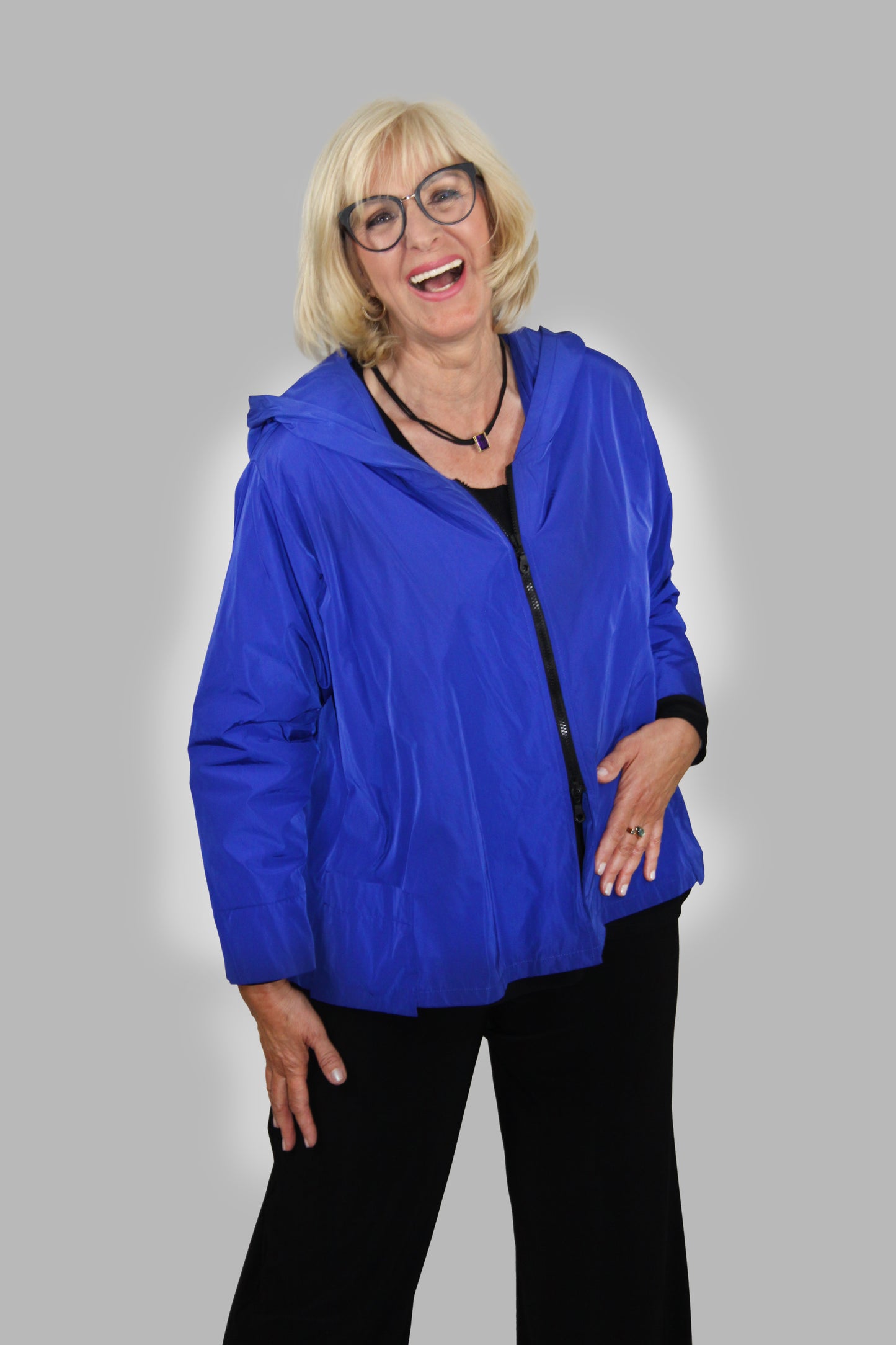 Hopsack Jacke in Royalblau Vorne