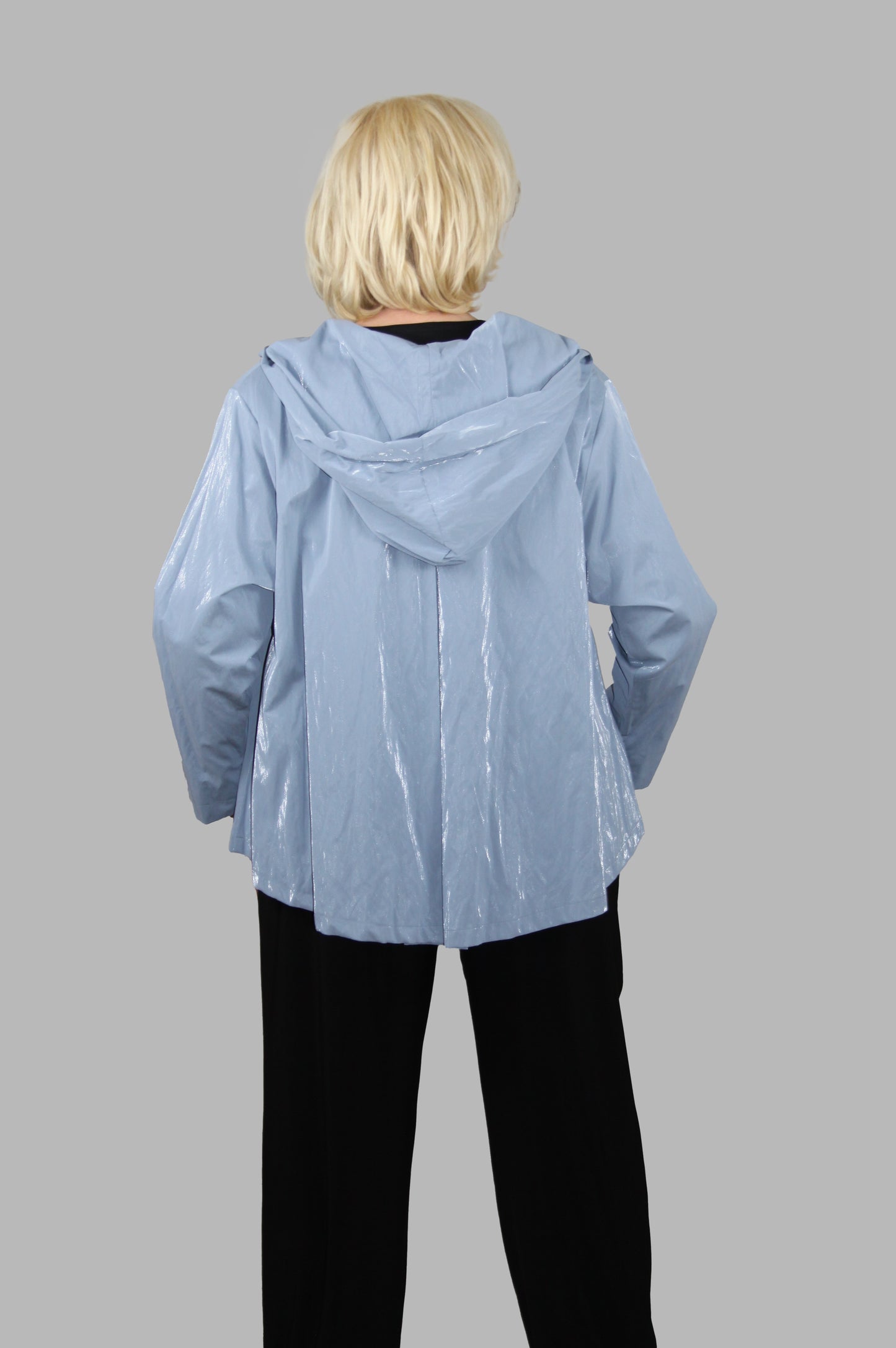 Hopsack Jacke in Jeansblau mit Kellerfalte und Kapuze
