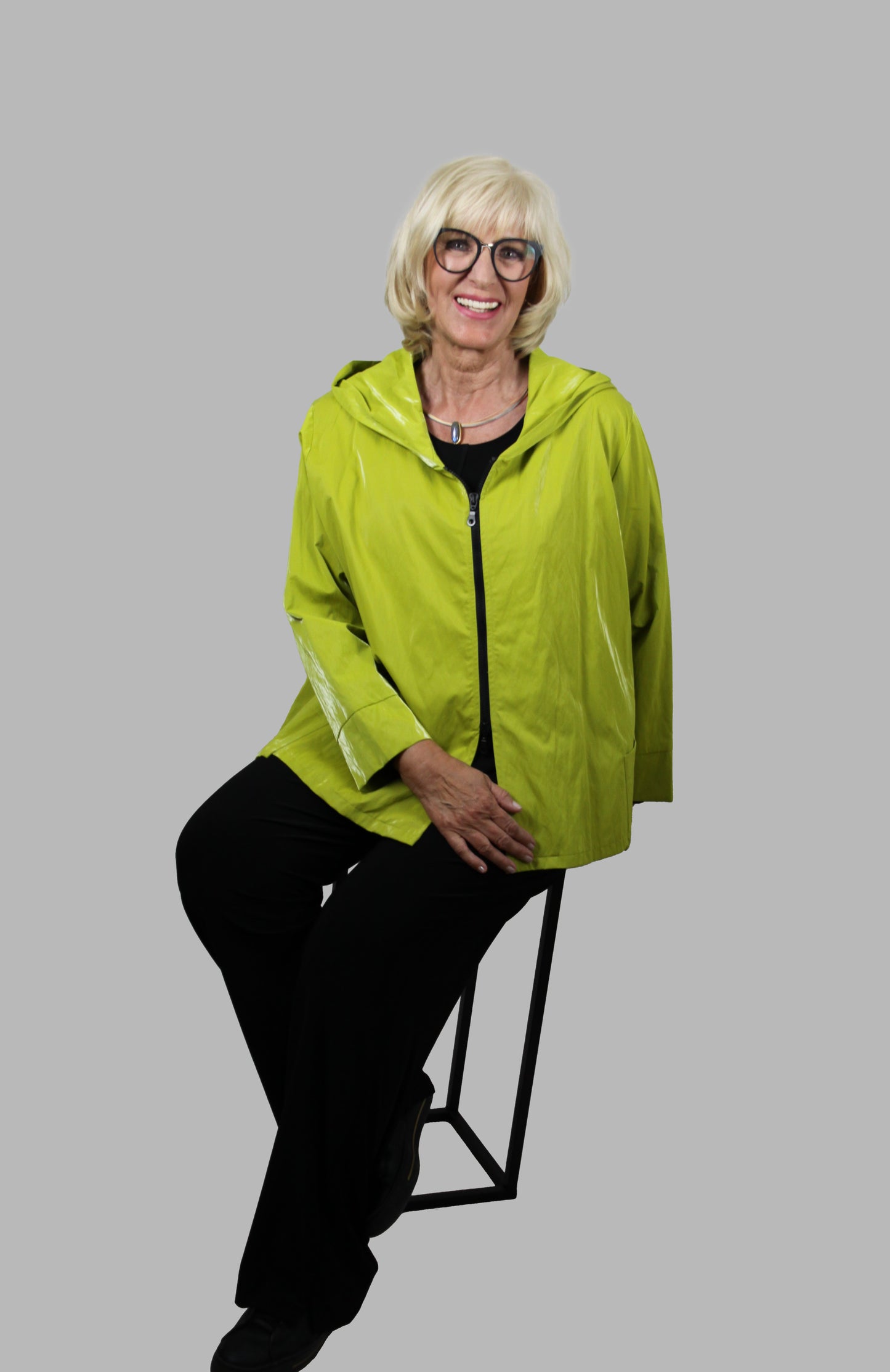 Hopsack Jacke mit A-Linien-Form