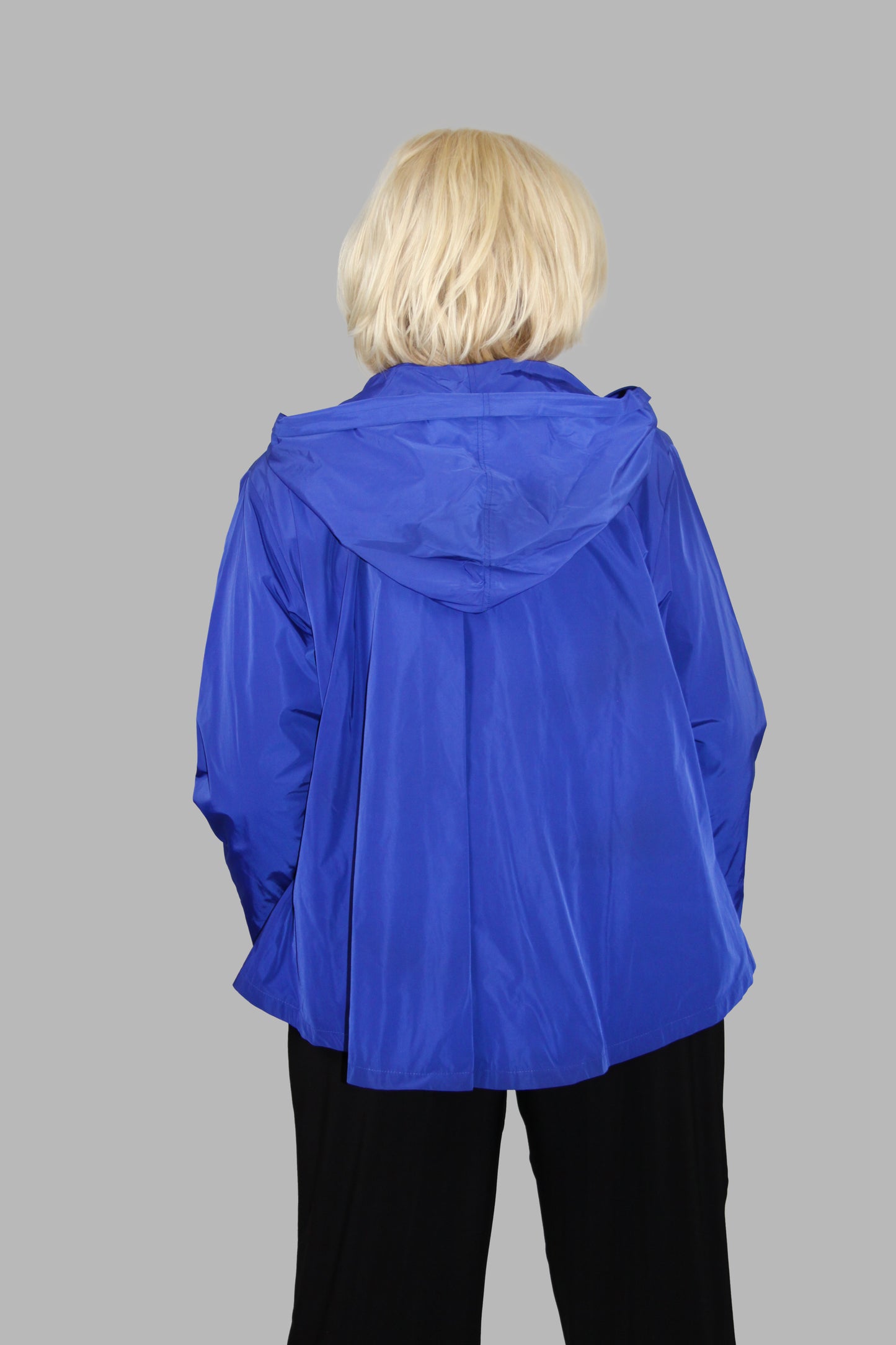 Hopsack Jacke mit Kellerfalte und Kapuze in Royalblau