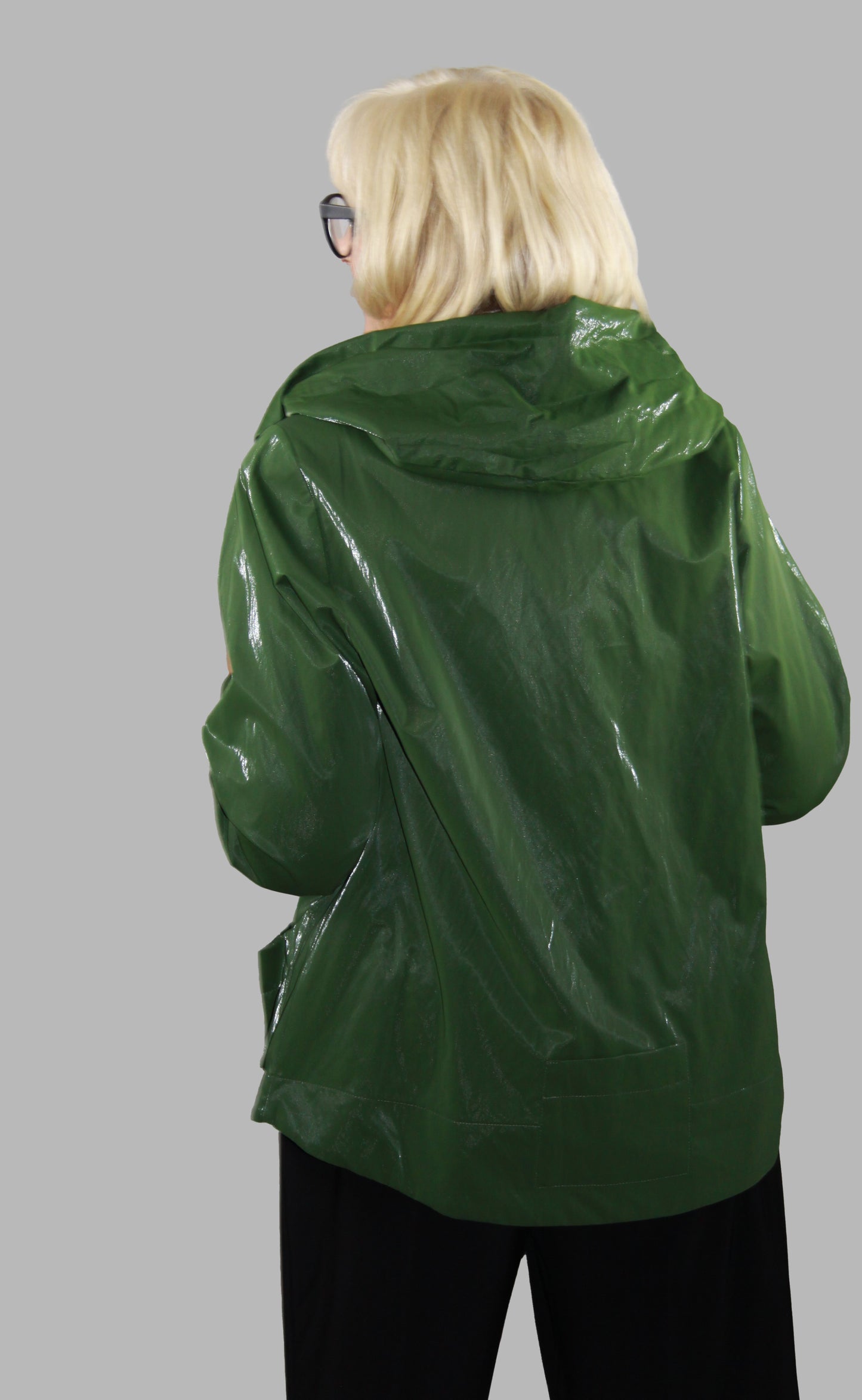 Hopsack Jacke klein in Forestfarbe mit Kapuze
