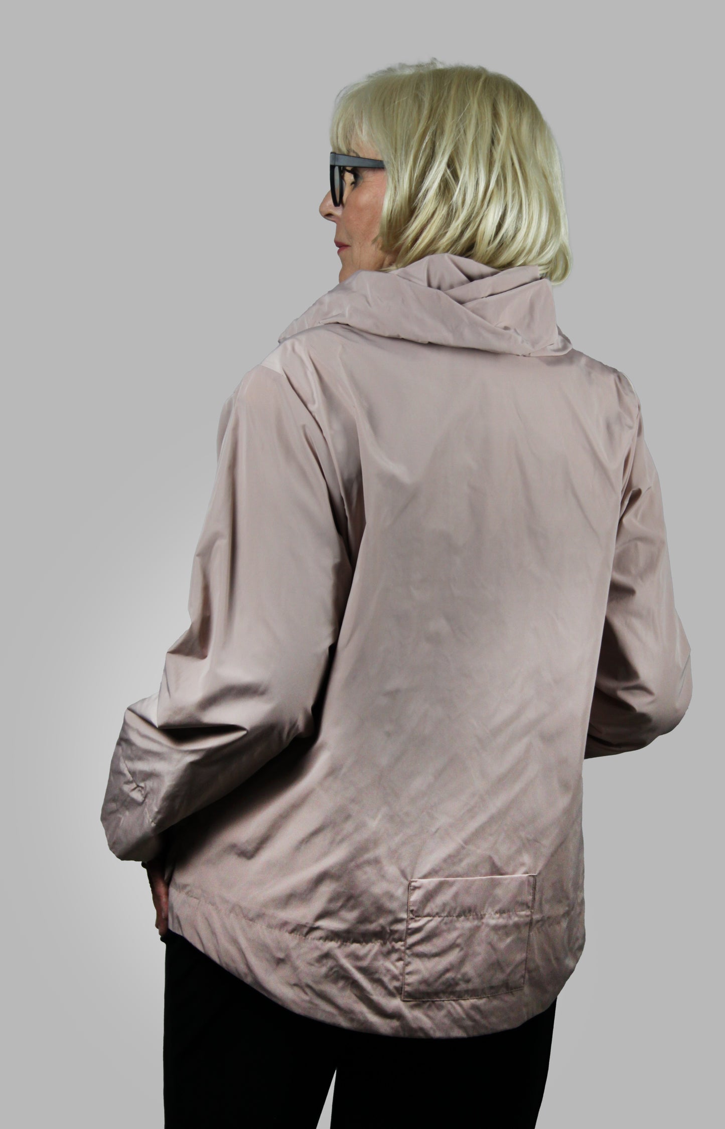 Hopsack Jacke Apricot mit Kapuzenkragen