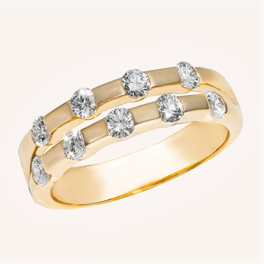 Bandring mit 9 Lab Grown Diamanten aus Argento Palladium - Silber 925, vergoldet. 