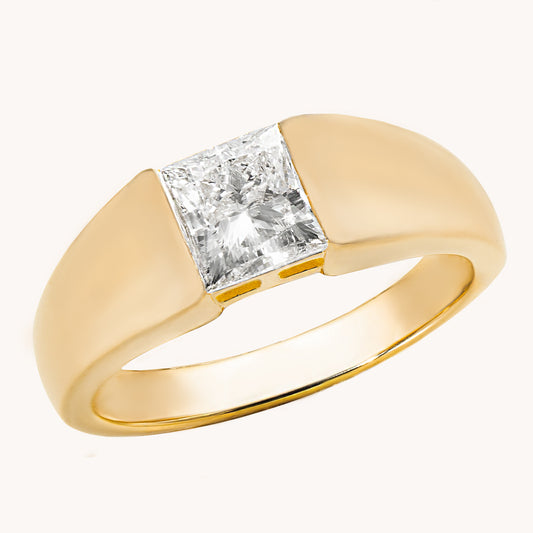 Lab Grown Diamanten Ring im Radiant-Schliff und Halbzargenfassung in Argento Palladium - Silber 925