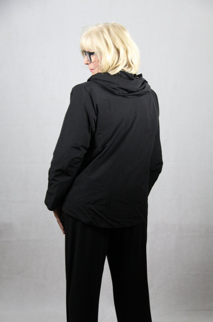 Hopsack Boutique Jacke in Schwarz mit Kapuzenkragen