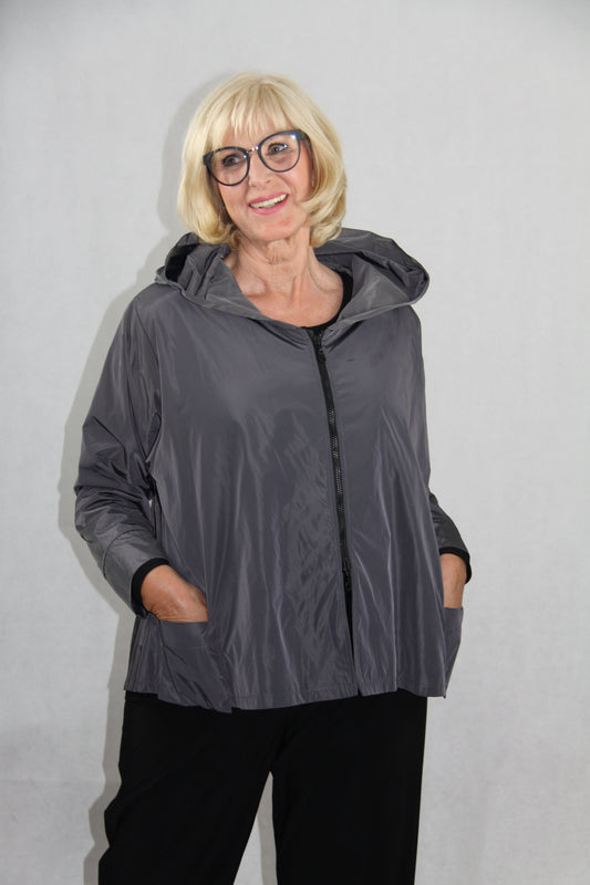 Hopsaack Jacke mit matter Oberfläche und asymmetrischer Reißverschluss