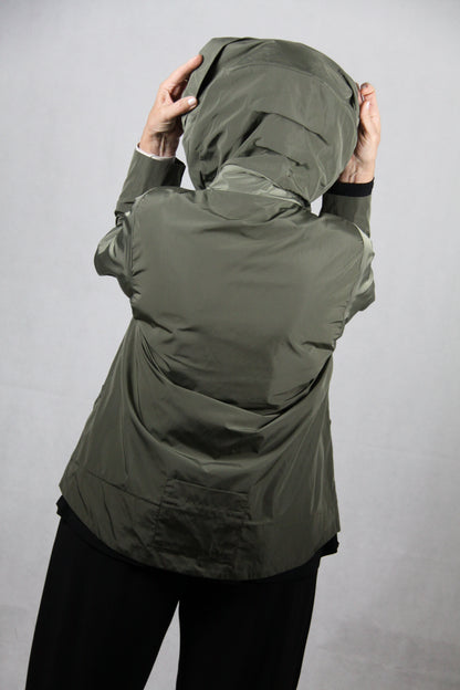 Hopsack Boutique Jacke in Khaki mit Kapuzenkraen