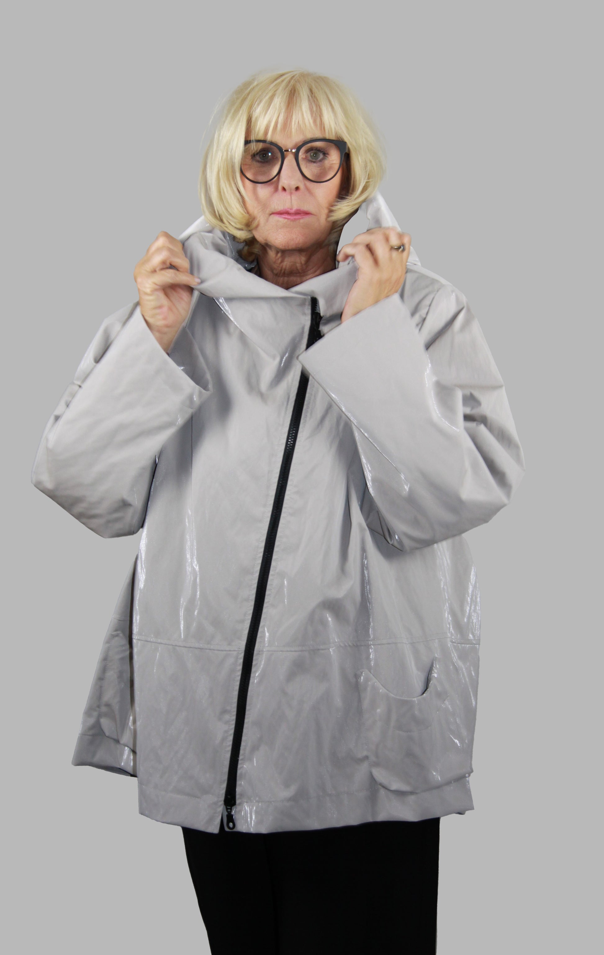 Hopsack Jacke in Medium mit Kieselfarbe