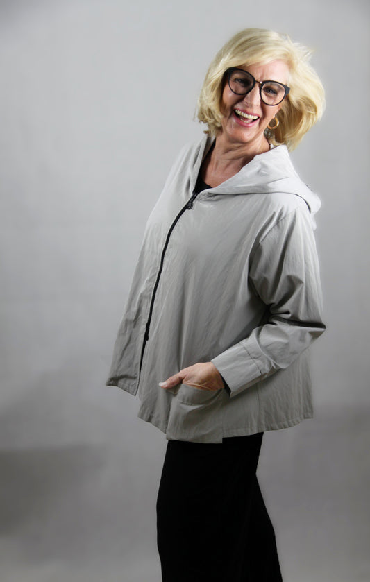Hopsack Jacke mit eleganten Seitentaschen und 2-Wege-Reißverschluss.
