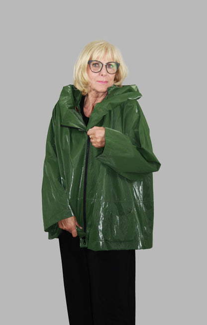 Hopsack Medium in Forest mit asymmetrischer Reißverschluss