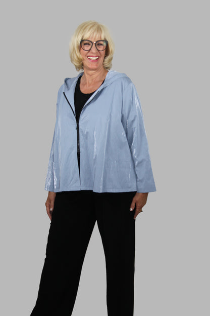 Hopsack Jacke mit A-Linien-Reißverschluss in jeansblau