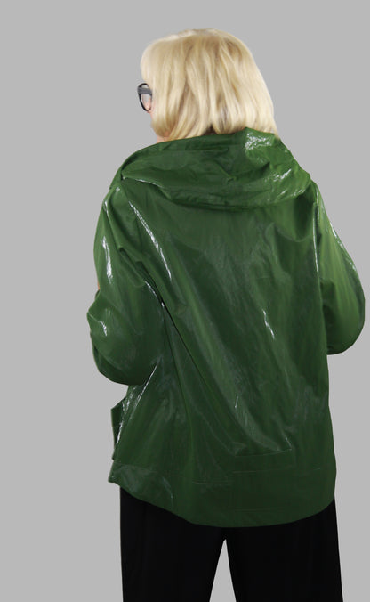 Hopsack Jacke klein in Forestfarbe mit Kapuze