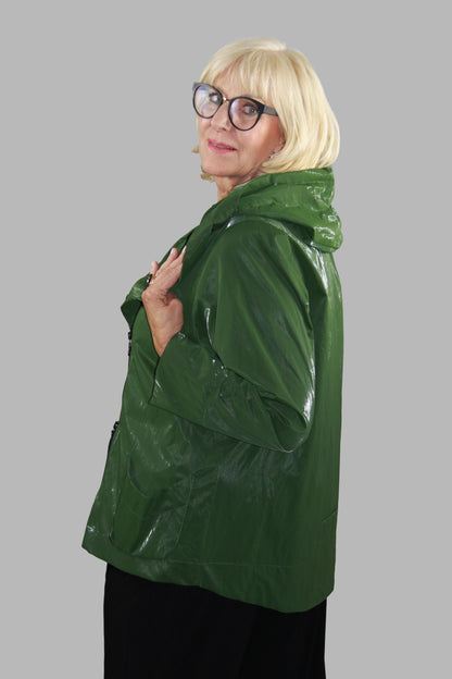Hopsack Jacke klein in Forestfarbe Kapuze
